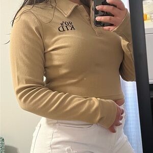 Forever 21 Tan '90's Kid' Polo Shirt